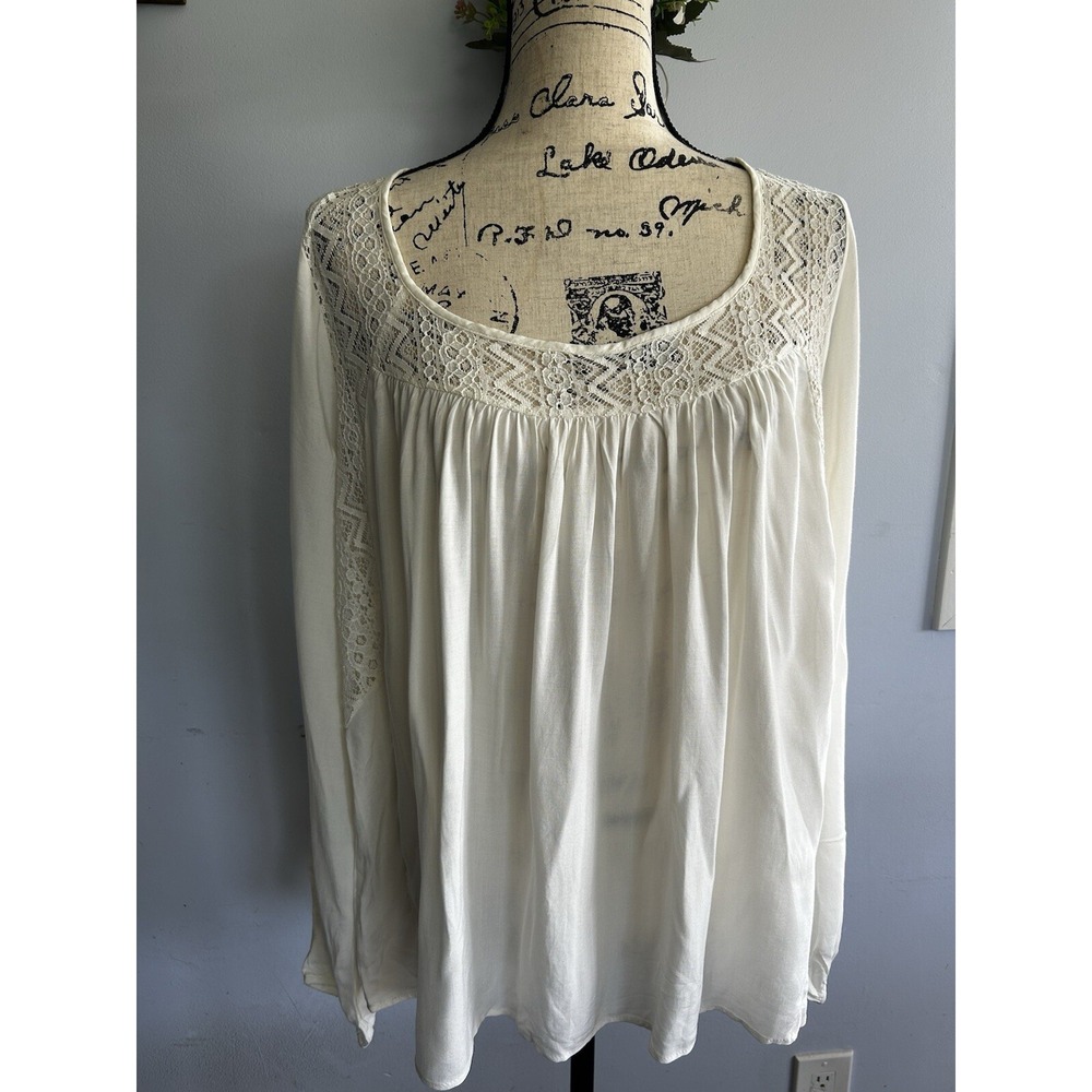 cloud chaser top Women's Bohemian Lace Peasant Lightweight Ivory Size XL‎
